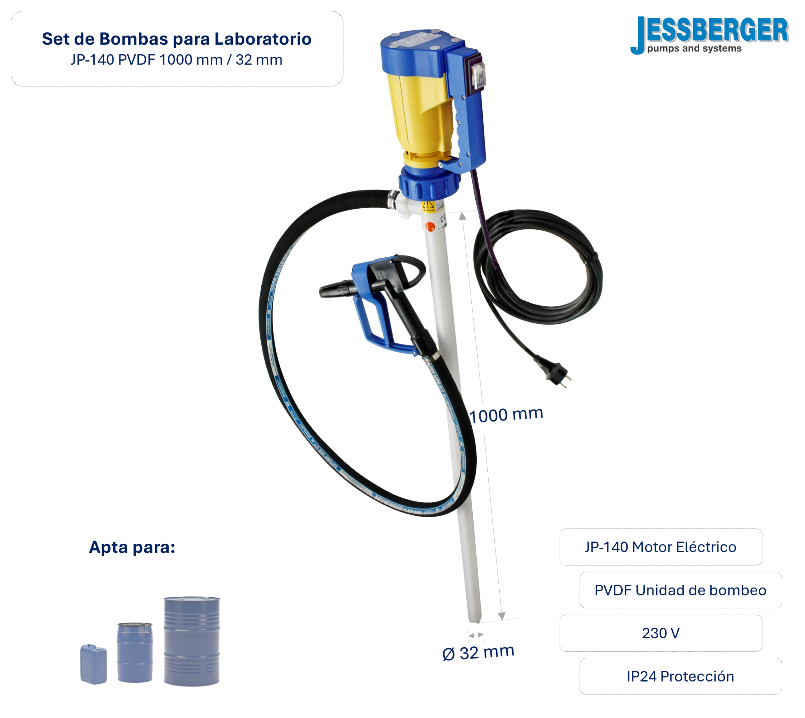 Kit JP-140 - 1000mm - Ø 32mm - PVDF - Image 2