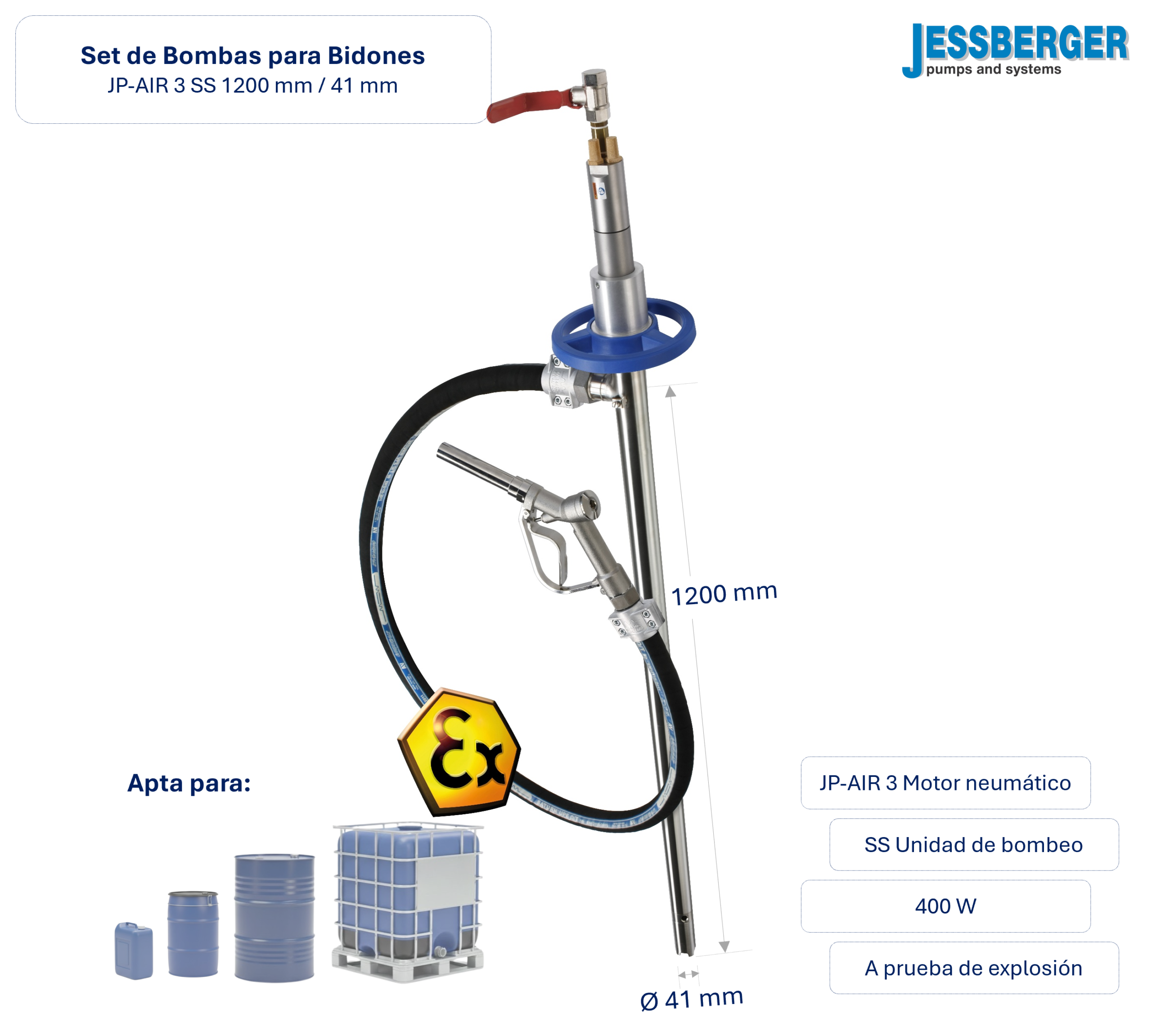 Kit JP-AIR 3 – 1200mm – Ø 41mm – SS - Image 2